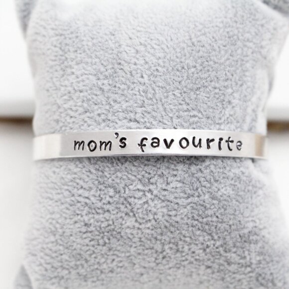 Mom's Favourite - Hand Stamped Anodized Aluminum Bangle - Adjustable - Picture 11 of 11